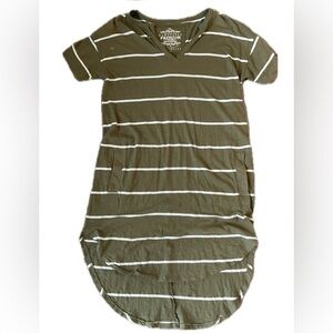 Nanavatee Premium Cotton Slub  Olive Striped V-Neck Top